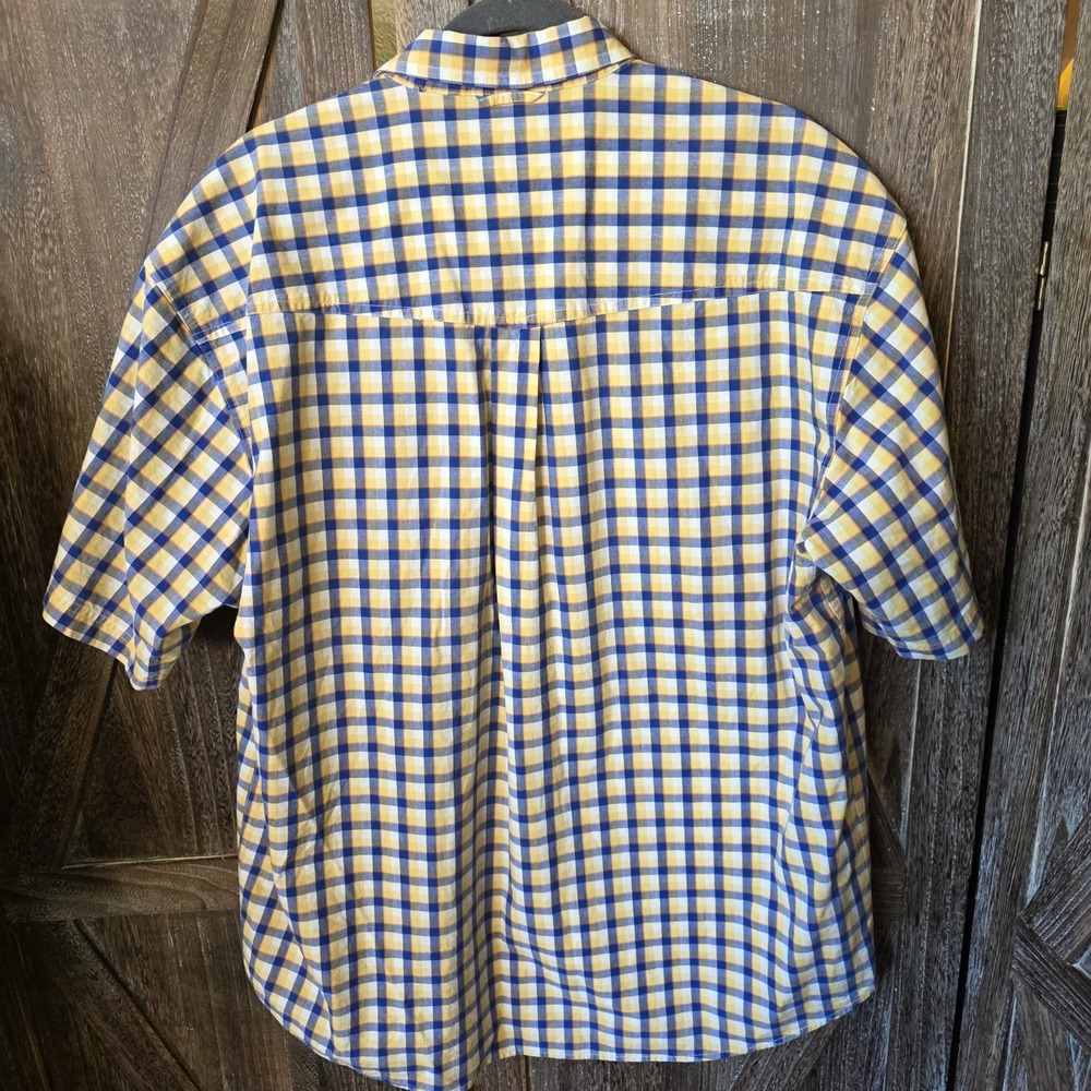 Roper Shirt Men's Size XL Yellow & Blue Plaid Short Sleeve Button Up Western - Picture 6 of 6